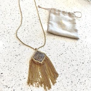 Kendra Scott Kingston Long Gold & Silver Pendant Tassel adjustable necklace EUC